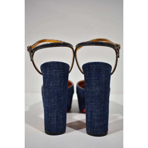 Christian Louboutin Coluna Pump 130 Denim Blue Ankle Strap Platform Heel 37.5 - Picture 11 of 12